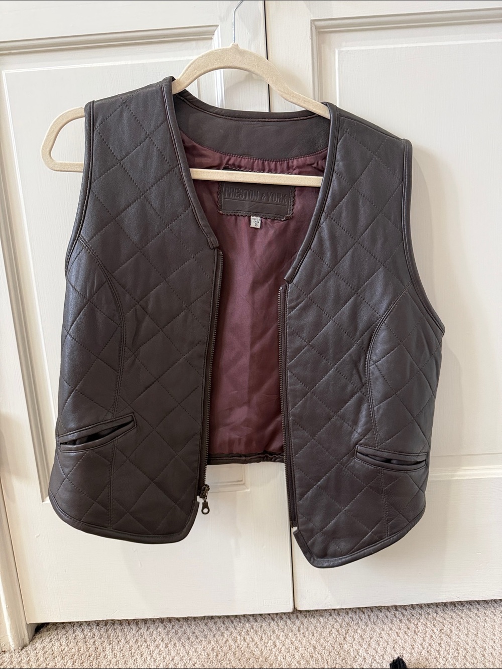 Preston & York Quilted Brown Leather Vest